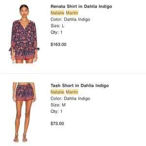 Natalie Martin Dahlia Indigo Floral Blouse & Shorts Set